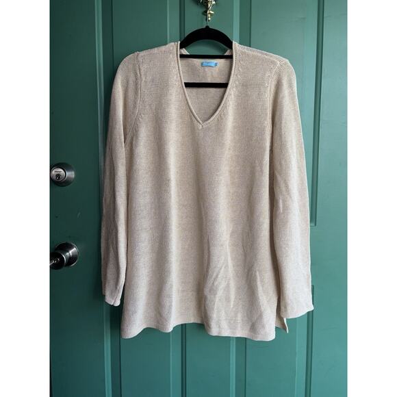 J. McLaughlin XL tan V-neck pullover sweater Excellent Condition - Picture 2 of 7